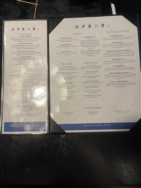 upbar menu|Menu at UPBAR, St. Louis .